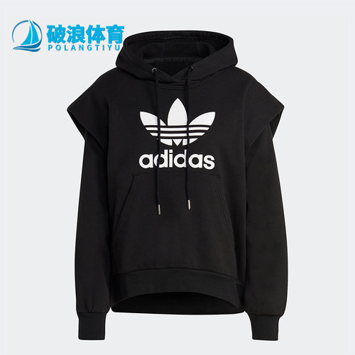 阿迪达斯女休闲运动连帽套头卫衣