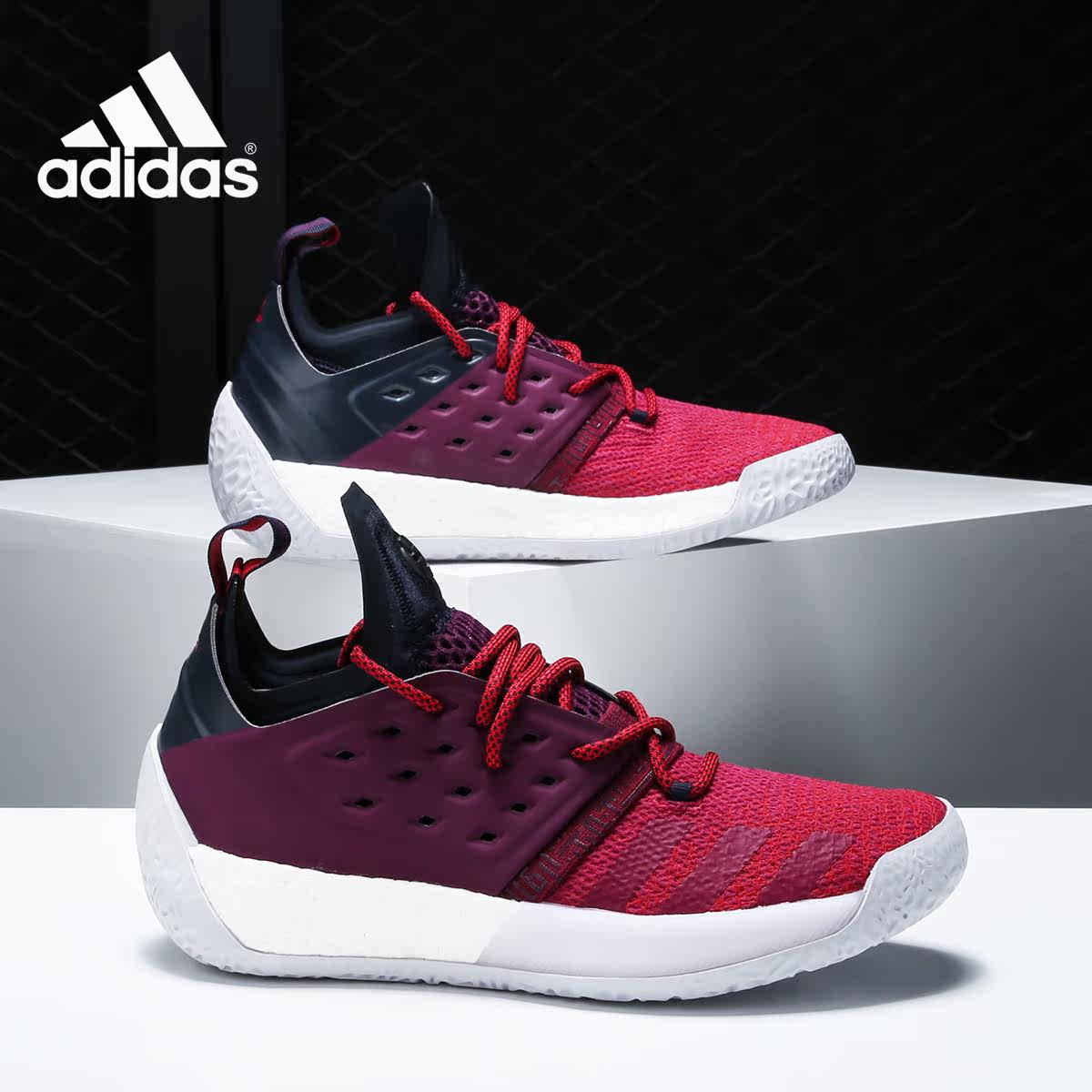 Adidas阿迪达斯正品男中帮减震透气实战二代哈登战靴篮球鞋AH2123
