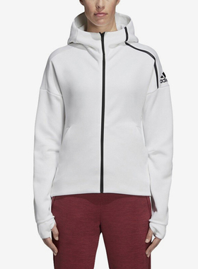 Adidas/阿迪达斯正品女装秋季ZNE连帽白色上衣运动外套DN8508