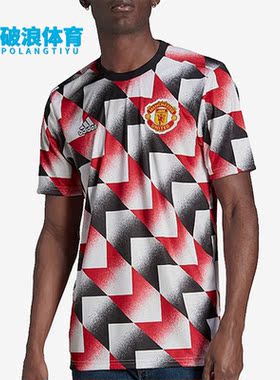 Adidas/阿迪达斯正品22/23赛季曼联赛前热身男运动休闲短袖H56682
