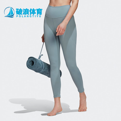 阿迪达斯春透气女运动紧身长裤