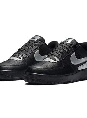Nike/耐克正品 Air Force 1 X  Low 反光黑银男运动板鞋 CT2299