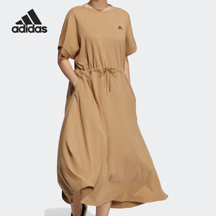 新款 Adidas 夏季 休闲运动女子长裙舒适连衣裙 阿迪达斯正品 H66293