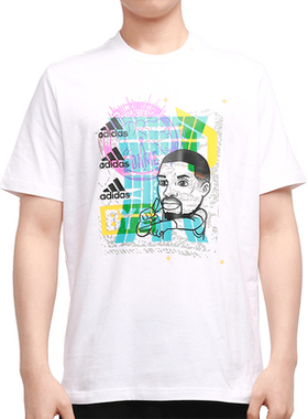 Adidas/阿迪达斯正品夏季男子透气舒适印花休闲运动T恤GP3434