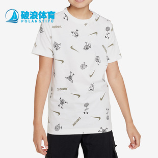 耐克正品 T恤FD3968 新款 休闲印花短袖 100 大童运动时尚 Nike