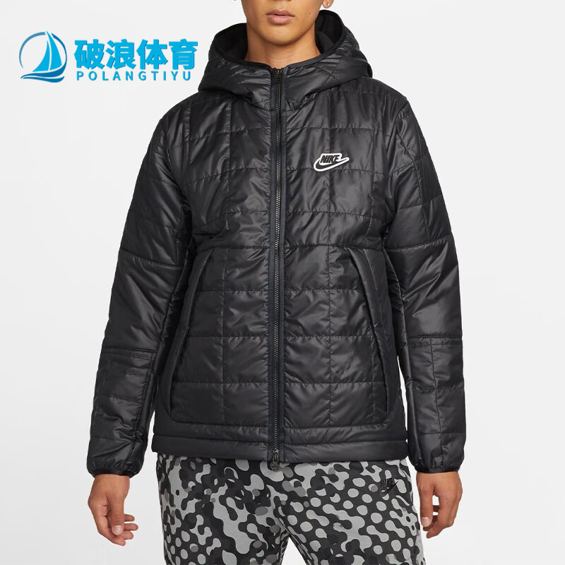 耐克男子保暖加绒连帽棉服