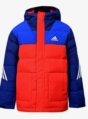 Adidas/阿迪达斯正品冬季新款连帽拼色大童保暖运动羽绒服 H45040