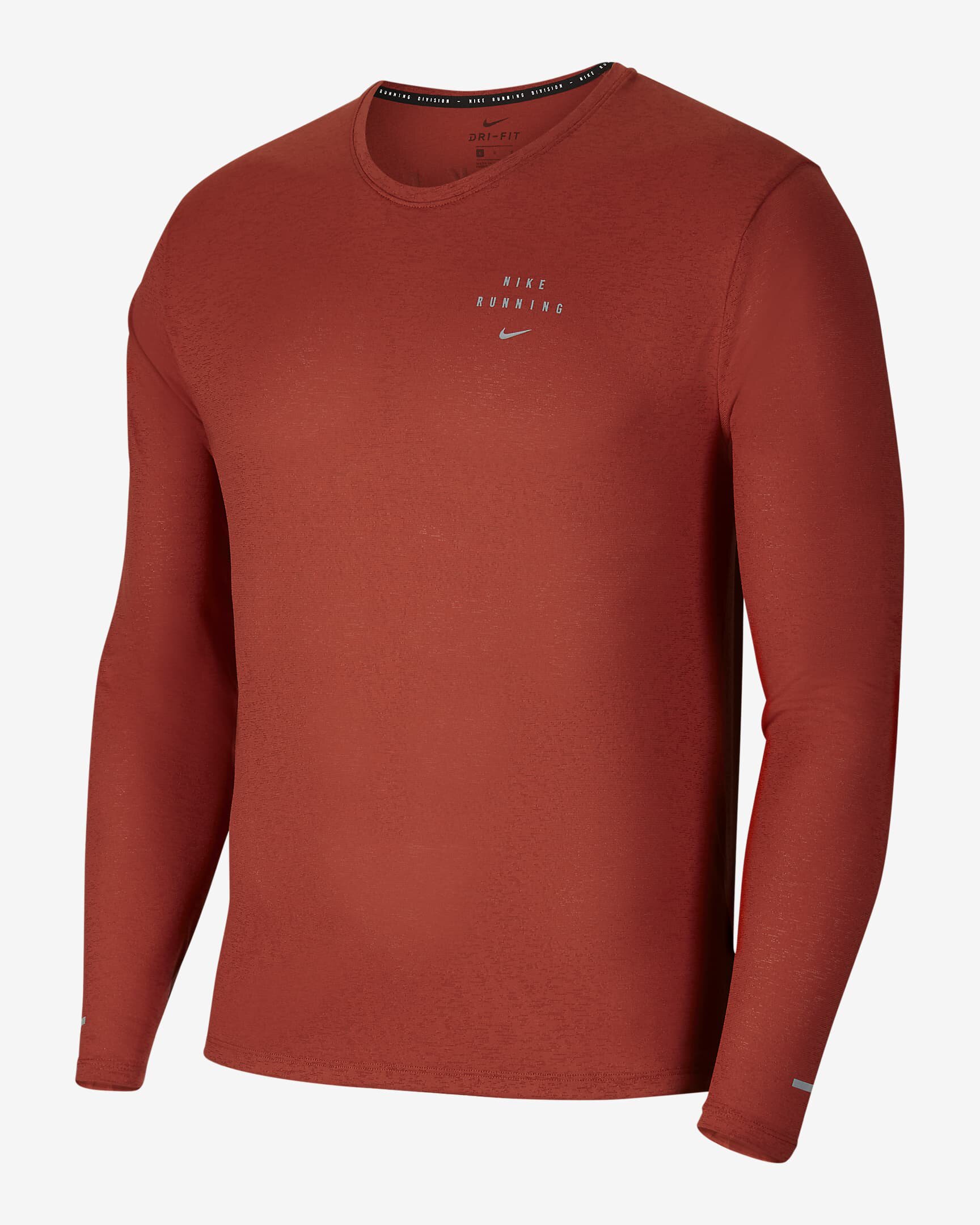 nike/耐克正品miler run男子长袖跑步上衣轻盈速干反光t恤cu7879