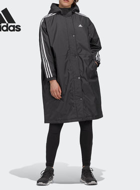 阿迪达斯女子长款运动棉服