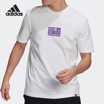 阿迪达斯男子夏季圆领短袖运动恤