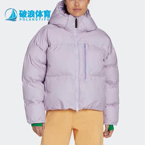阿迪达斯正品女保暖运动连帽棉服