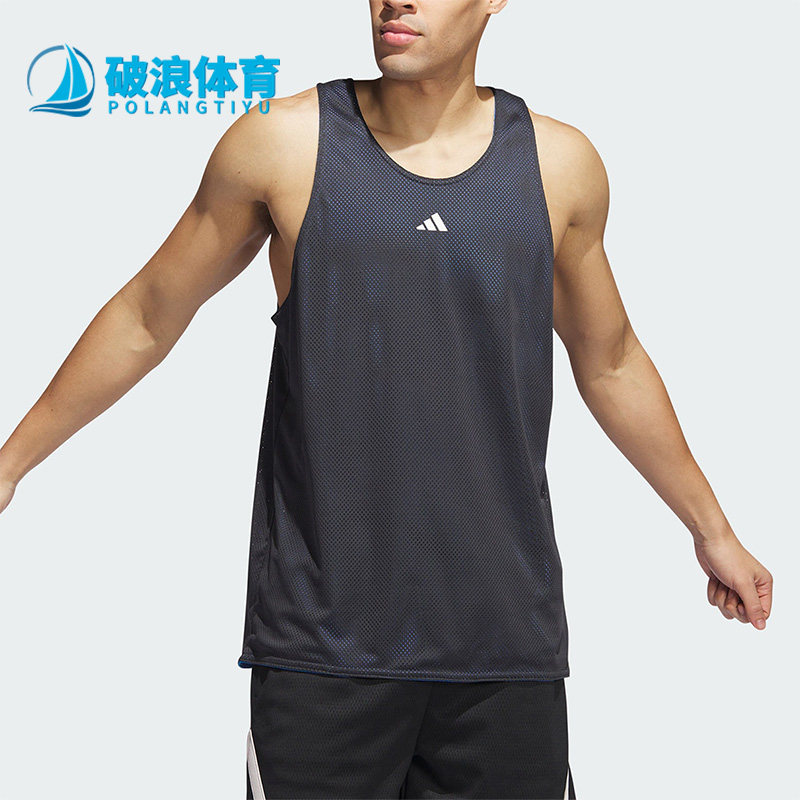 Adidas阿迪达斯正品男透气训练无袖两面运动健身速干背心IM4211