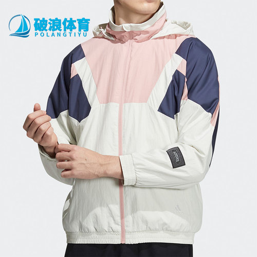 阿迪达斯春休闲男运动立领夹克