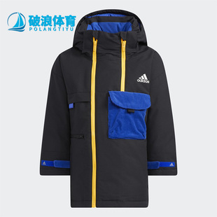 新款 Adidas 冬季 儿童运动连帽保暖鸭绒羽绒服 阿迪达斯正品 H40336