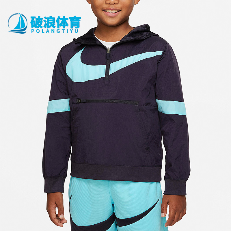 耐克大童连帽防风套头宽松卫衣