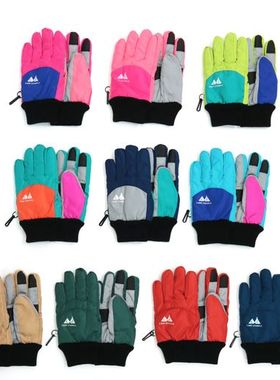 正品现货 日本stample儿童加厚秋冬滑雪手套儿童防寒保暖防水手套