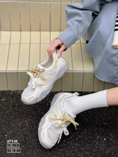 都市红运鸟2026夏德训鞋透网拼色系带厚底防滑百搭女休闲鞋03-18