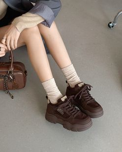 老爹鞋 德伊嘉2025款 圆头平底舒适加绒保暖棉鞋 时尚 67208 真皮女鞋