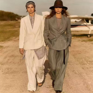 南油高定白色轻奢西服两件套装女2025春秋高级休闲时尚职业西装裤