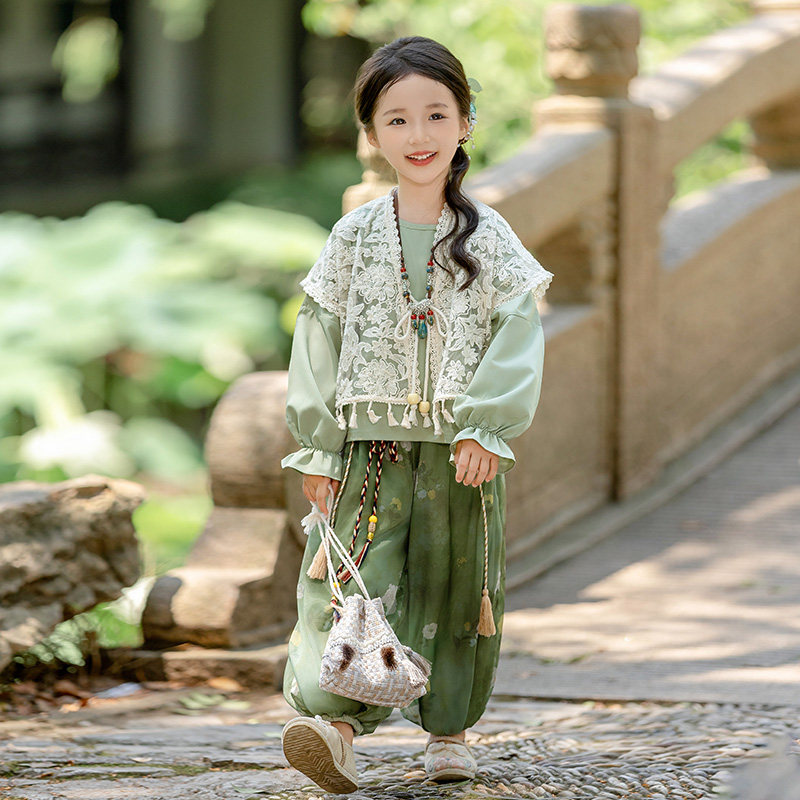 女孩汉服套装春秋新款中国风民族图片