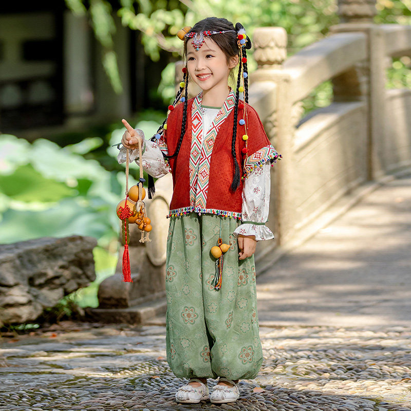 汉服女童新中式春夏2025新款中国风古装表演三件套超仙洋气国风套