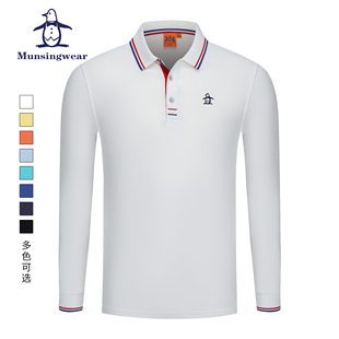 香港代购 MUNSINGWEAR万星威高尔夫长袖polo衫男条纹方领铜氨纤维