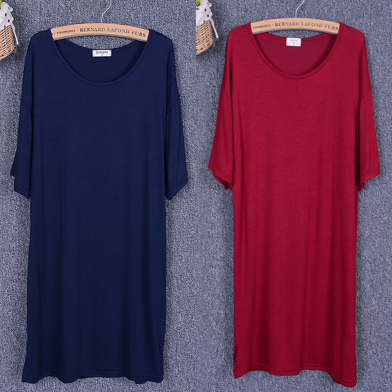 大码连衣裙短裙莫代尔打底衫胖MM