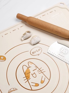 日本硅胶揉面垫加厚食品级刮刀板烘焙工具擀面杖和面垫切面刀全套