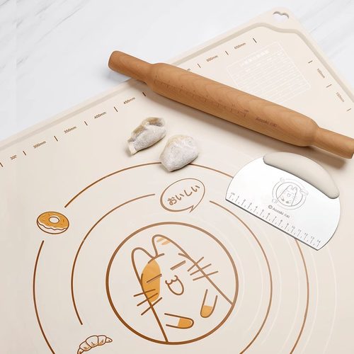 日本硅胶揉面垫擀面杖切面刀套装