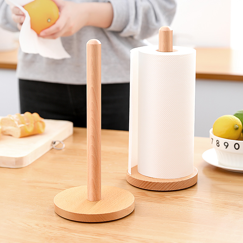 一级榉木厨房纸巾架立式木支架