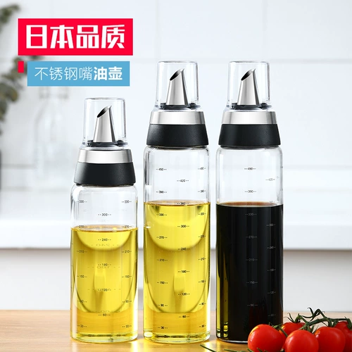 Стеклянный масляный горшок с нержавеющей стали рта соевый соус горшок с кунжутным маслом горшок с уксусной кастрюль.