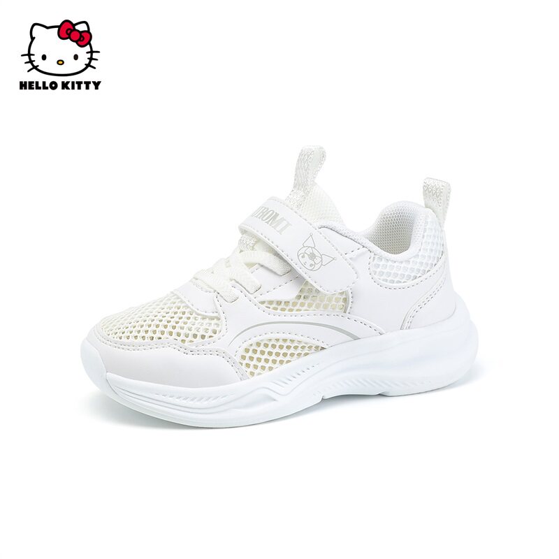 凯蒂猫童鞋女童运动鞋白色夏季镂空透气儿童跑步轻便学生小白鞋