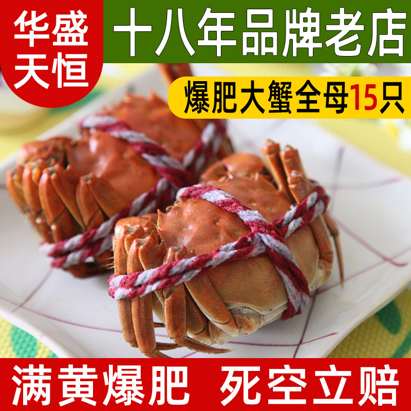 净重盘锦河蟹全母2.1-1.8两15只大闸蟹现货稻田螃蟹活蟹顺丰包邮