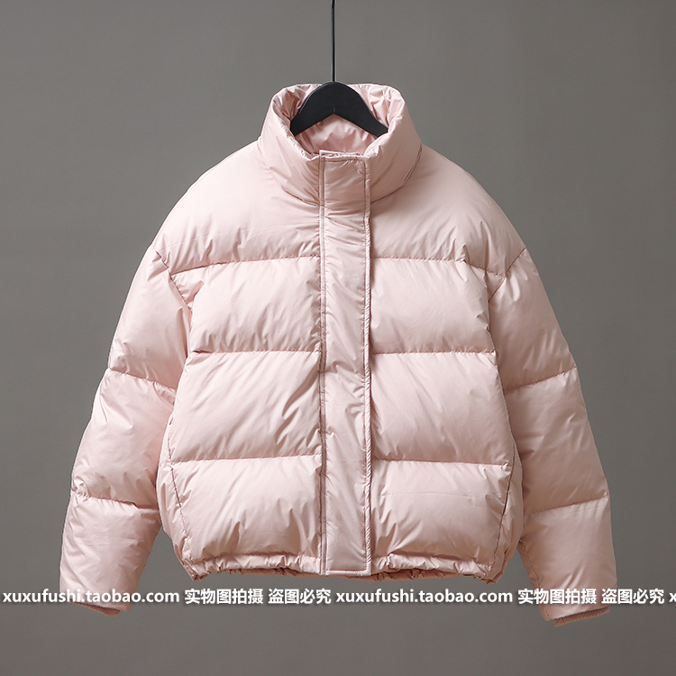 短款羽绒棉服宽松女冬季加厚小个子粉色立领粉色面包服外套韩国新