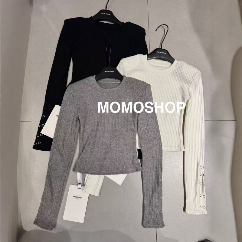 momo韩版圆领长袖T恤修身显瘦