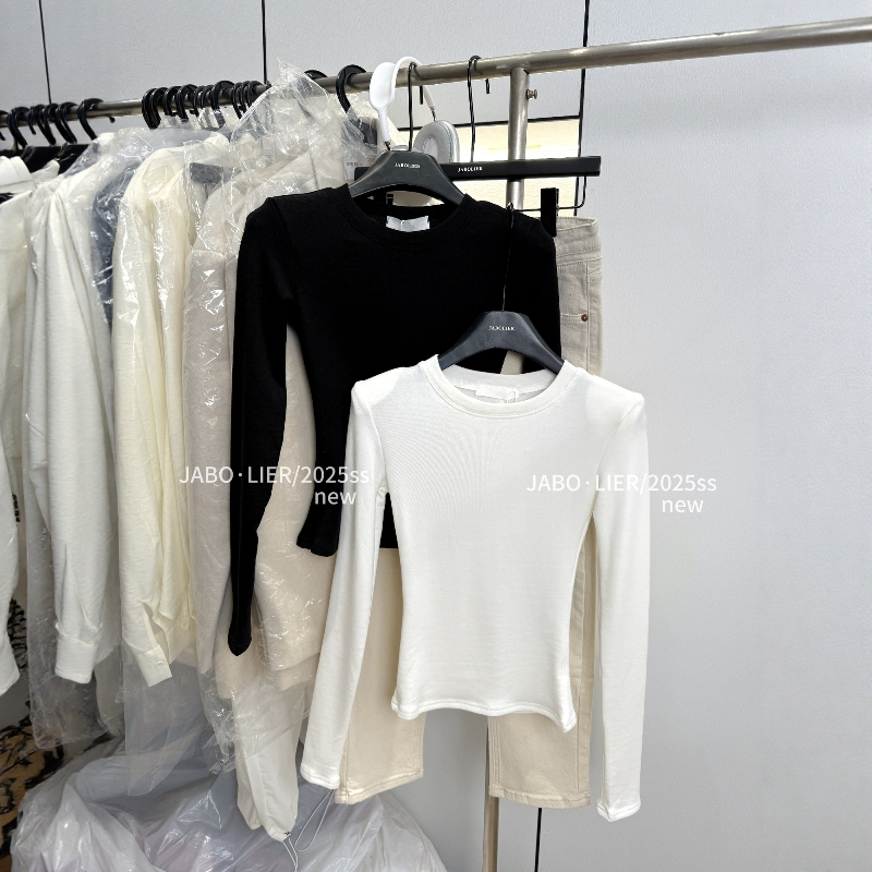 韩版圆领设计感长袖T恤