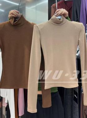 wu33打底2025冬新韩版半高领加绒加厚设计感长袖T恤修身显瘦上衣