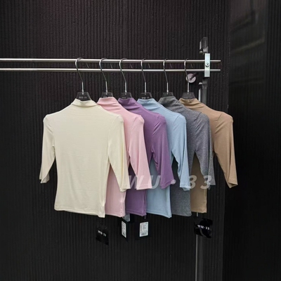 wu33韩版设计感小众半高领T恤