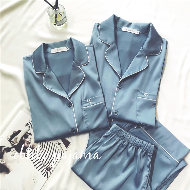 雾霾蓝爱心刺绣质感外穿长袖长裤