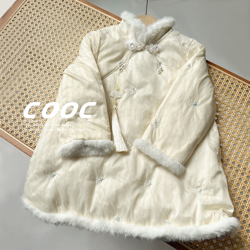 2025冬女童宝宝白鸭绒羽绒服旗袍