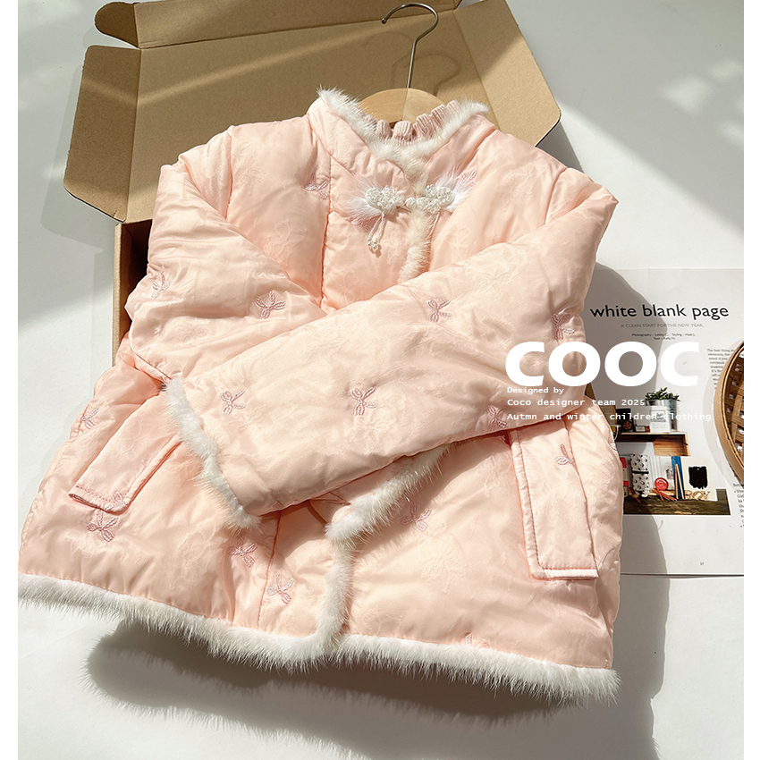 2025秋冬女宝白鸭绒羽绒服中国风