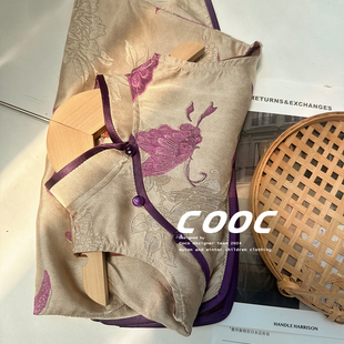 24夏季新款女童无袖旗袍中国风连衣裙小女孩洋气蝴蝶图案唐装汉服