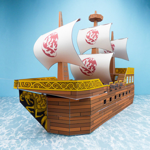 儿童益智DIY立体手工制作3D纸质模型卡通帆船古代船模纸模型折纸