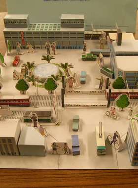 儿童益智DIY手工制作街道社区城市建筑小场景3D纸质模型纸艺玩具