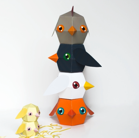 儿童益智diy立体手工制作卡通小动物 鸡 小鸡玩偶3d纸模型玩具