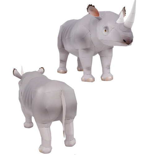 手工制作仿真动物犀牛3D纸质模型