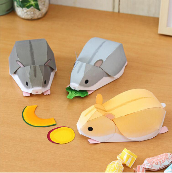 儿童益智diy立体手工制作卡通纸盒动物小仓鼠3d纸质模型纸艺玩具