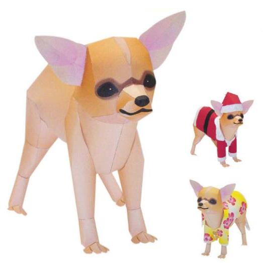 儿童益智手工制作小动物小狗吉娃娃犬DIY立体3D纸质模型纸艺玩具