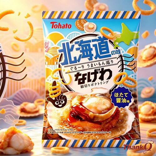 日本进口零食Tohato桃哈多细切超薄薯圈扇贝酱油味手指土豆圈圈饼