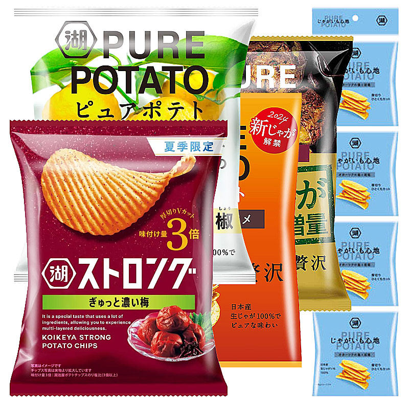 日本进口湖池屋厚切薯片海盐味岩盐海鲜味原切零食小吃休闲大包装